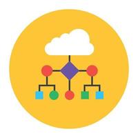 Flat rounded icon of computer network vector