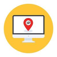 Ip location icon, modern flat rounded vector