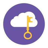 Cloud computing icon, cloud with mouse in flat rounded style vector