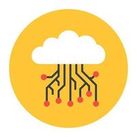 Cloud computing icon, cloud with mouse in flat rounded style vector
