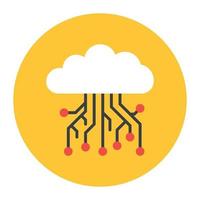 Cloud computing icon, cloud with mouse in flat rounded style vector