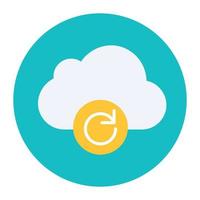 Cloud computing icon, cloud with mouse in flat rounded style vector