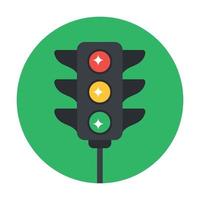Traffic lights icon in modern flat rounded style vector