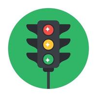 Traffic lights icon in modern flat rounded style vector