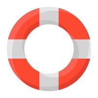 Life saving tube rings, lifebuoy flat design icon vector