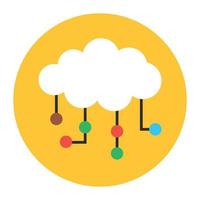 Cloud network, flat rounded icon of cloud hosting vector
