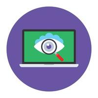 Editable flat rounded icon of cyber monitoring vector