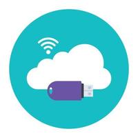 vector de wifi en la nube, icono editable de usb en la nube