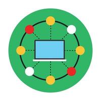 Central computer icon, flat rounded vector