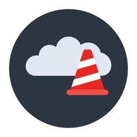 Icon of cloud with road cone, flat rounded vector of cloud traffic