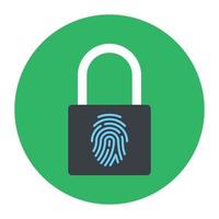 Editable flat rounded icon of fingerprint lock vector