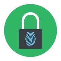 Editable flat rounded icon of fingerprint lock vector