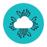 Cloud network, flat rounded icon of cloud hosting vector