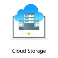 Flat gradient conceptual icon of cloud storage, data center with cloud vector