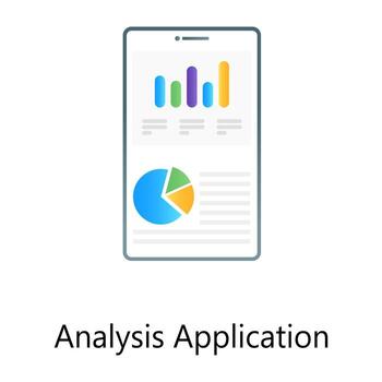 Data chart inside mobile phone, analysis application gradient concept icon vector