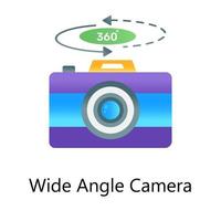 tecnología de captura de realidad virtual, vector de gradiente plano de cámara gran angular