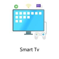 vector de concepto de gradiente plano de televisión inteligente, red de cable digital,