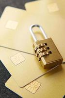 padlock on credit card, Internet data privacy information security concept