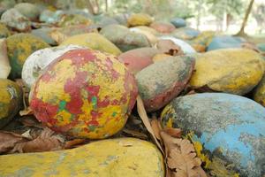 stack of natural stone in a garden photo