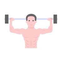 Powerlifting flat vector showing character with stick