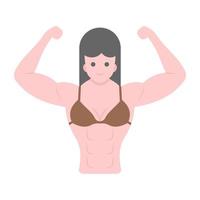 woman flexing bicep flat vector, bodybuilder vector