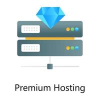 Premium hosting vector, data server with diamond vector