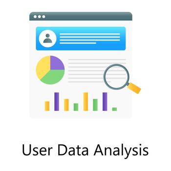 icono conceptual de gradiente plano de análisis de datos de usuario vector
