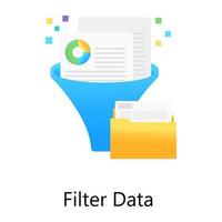 Business report inside funnel conceptualizing data filter in gradient concept icon