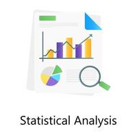 representación gráfica con lupa, icono de gradiente de análisis estadístico vector