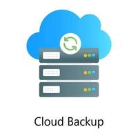 Cloud with data center, cloud backup in modern gradient style vector