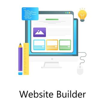 Web content in a gradient conceptual icon showing website builder vector