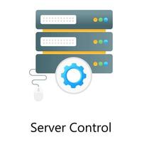 Gear with data center, gradient icon of server control vector