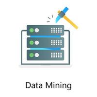 exploración de datos con martillo en el servidor, icono de concepto de gradiente de minería de datos vector