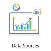 Business chart inside device, data sources gradient concept icon vector