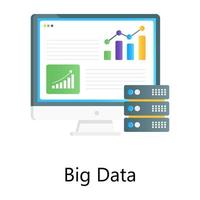 Datacenter with graph, big data gradient conceptual icon vector