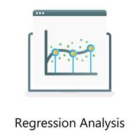 gráfico de puntos dentro de la web, análisis de regresión en el icono de concepto de gradiente plano vector