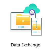 Icon of data exchange isolated on white background vector