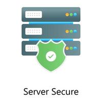 Safety shield with server, server secure flat gradient concept icon vector