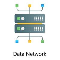 Server with nodes depicting data network flat gradient concept icon vector