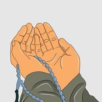 ilustración de la mano de oración musulmana vector