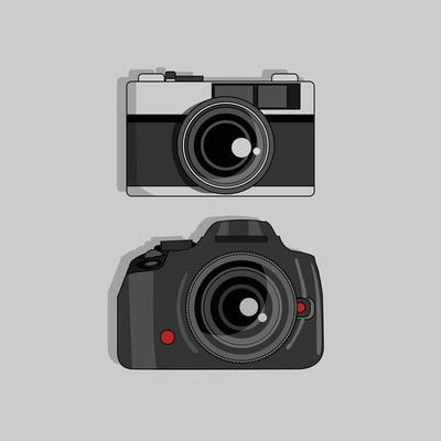 Camera in cartoon vector drawing