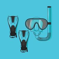 scuba equipment for snorkeling in cartoon vector drawing
