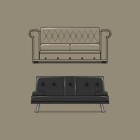 Sofa for interior of living room in cartoon vector drawing