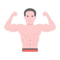 Bodybuilder pose in flat trendy vector