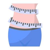 Waist measurement flat vector showing inches tape,