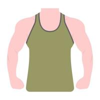 Muscles pose in flat vector showing bodybuilder