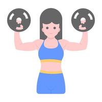 Female weightlifter flat trendy vector, bodybuilder fitness vector