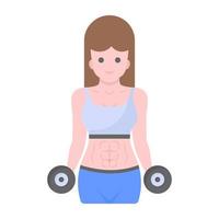 Female weightlifter flat trendy vector, bodybuilder fitness vector