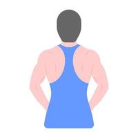 Muscles pose in flat vector showing bodybuilder