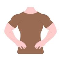 Muscles pose in flat vector showing bodybuilder
